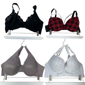 4-piece bra bundle  Elegant Women's Lace and Plaid Bra Set
